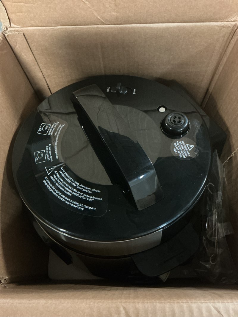 Condition photo showing item condition for DUMOS 12-in-1 Electric Pressure Cooker 6 QT Stainless Steel Multi Cooker Electric for Pressure, Rice, Steamer, Yogurt Maker, Slow Cook,Meat Stew, Cake, Porridge, Multigrain, Sliver Sliver 6 Quarts