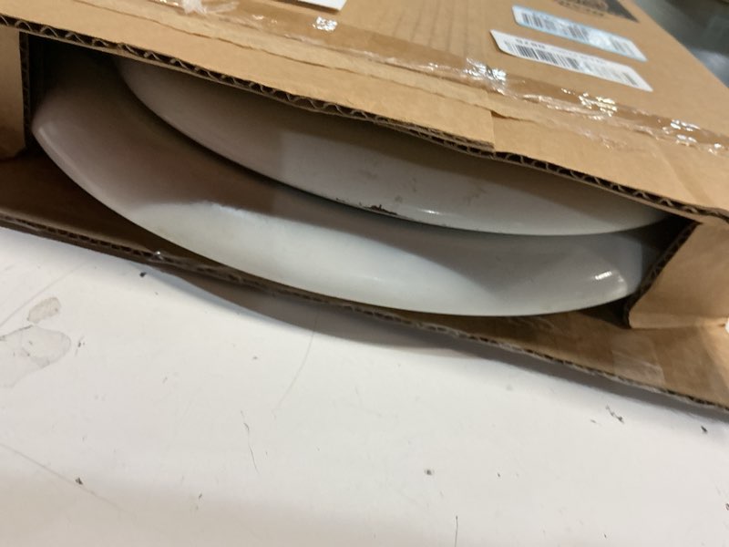 Condition photo showing As Is for bemis round enameled wood toilet seat in cotton white with easy•clean hinge