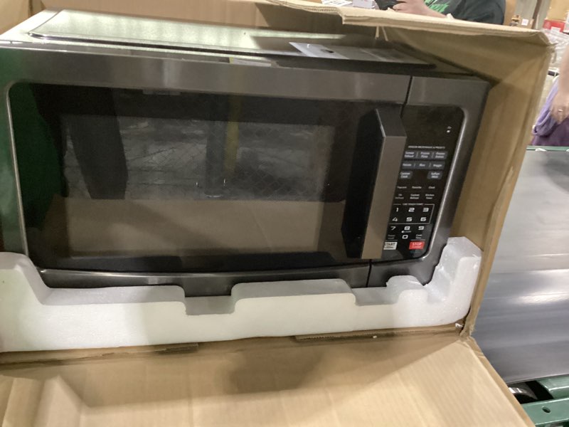 Condition photo showing Good Condition for not tested *****toshiba em131a5c-bs countertop microwave ovens 1.2 cu ft, 12.4\" removable turntable smart humidity sensor 12 auto menus mute function eco mode easy clean interior black color 1000w 1.2 cu.ft