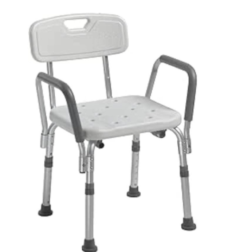 Medline Shower Chair with Backrest and Padded Armrests - 350 lb. capacity, Bath Bench, Seat, Stool 