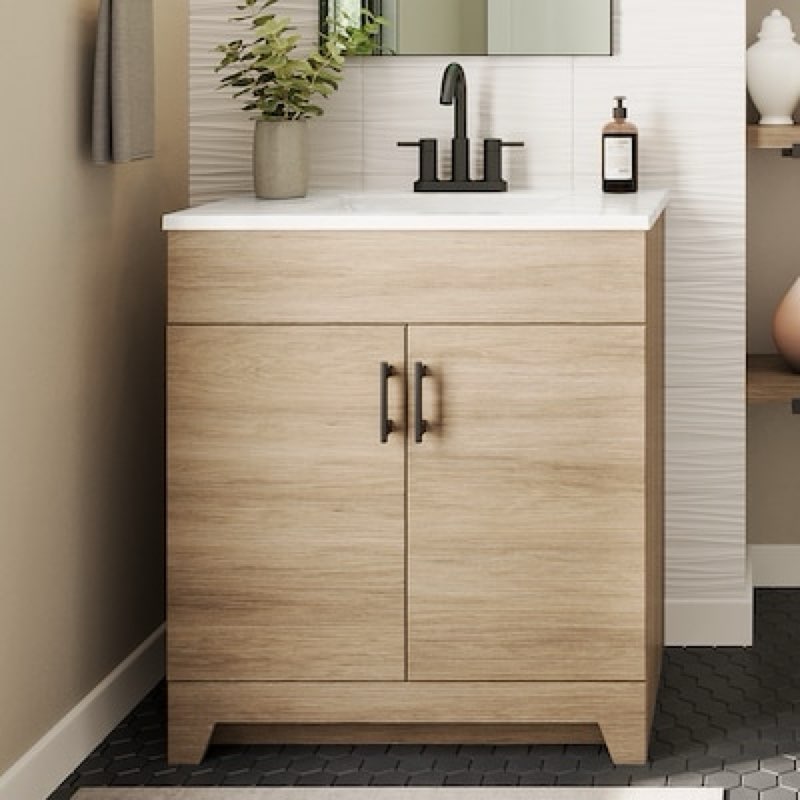 project source tierra 30-in sandstone single sink bathroom vanity