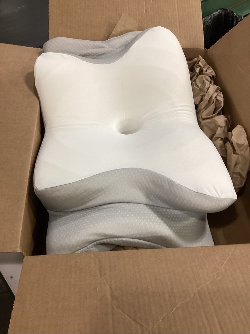 Condition photo showing Good Condition for ultra pain relief cooling pillow for neck support, adjustable cervical pillow cozy sleeping, odorless ergonomic contour memory foam pillows, orthopedic bed pillow for side back stomach sleeper grey queen