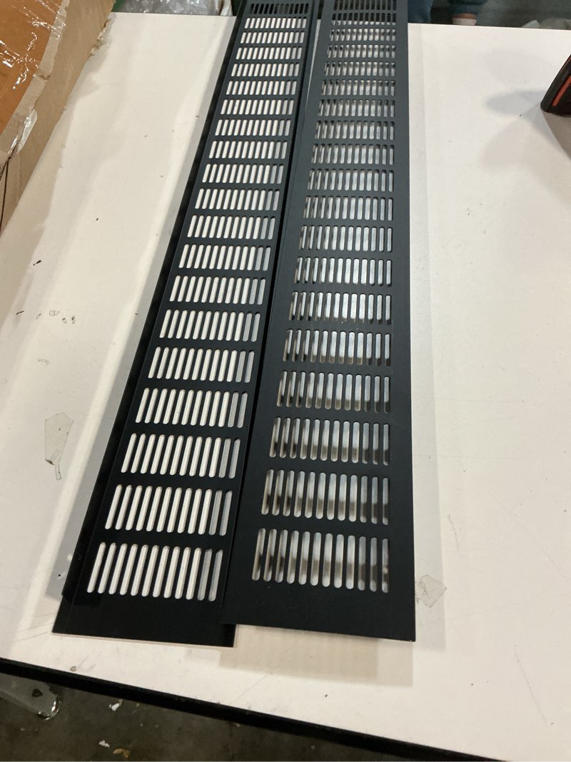 Condition photo showing As Is for PATIKIL 31.5 x 4 Inch Door Air Vent Cover, 2pcs Aluminum Grille Ventilation Cover Louvered with Mounting Screws for Cabinet Wardrobe Door, Black 31.5x4 inch