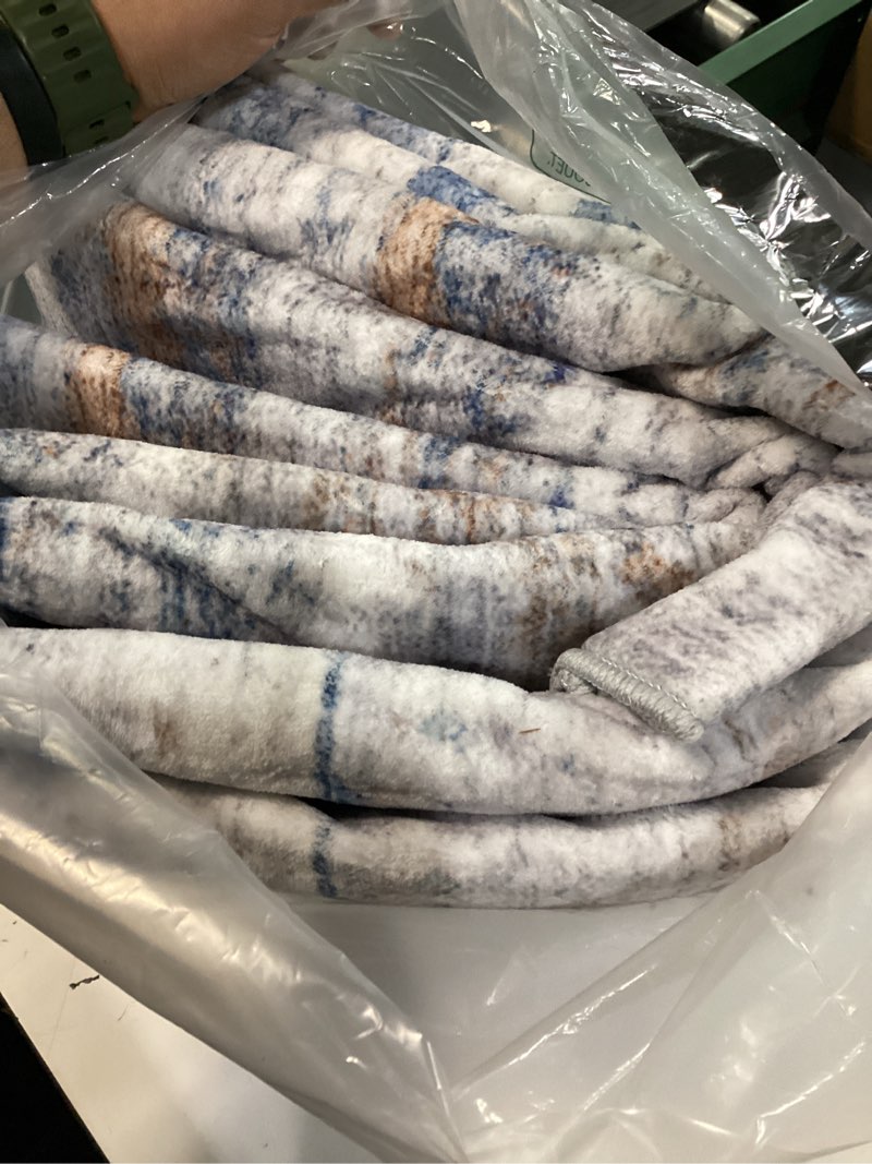 Condition photo showing Good Condition for 5x12 Runner Rug for Wide Hallway: Long Washable Runners for Entryway Living Room Dining Room - Stain and Water Resistant Rugs with Non-Slip Backing - Soft Low-Pile Carpet Navy Grey Navy/Grey 5' x 12' (Runner)
