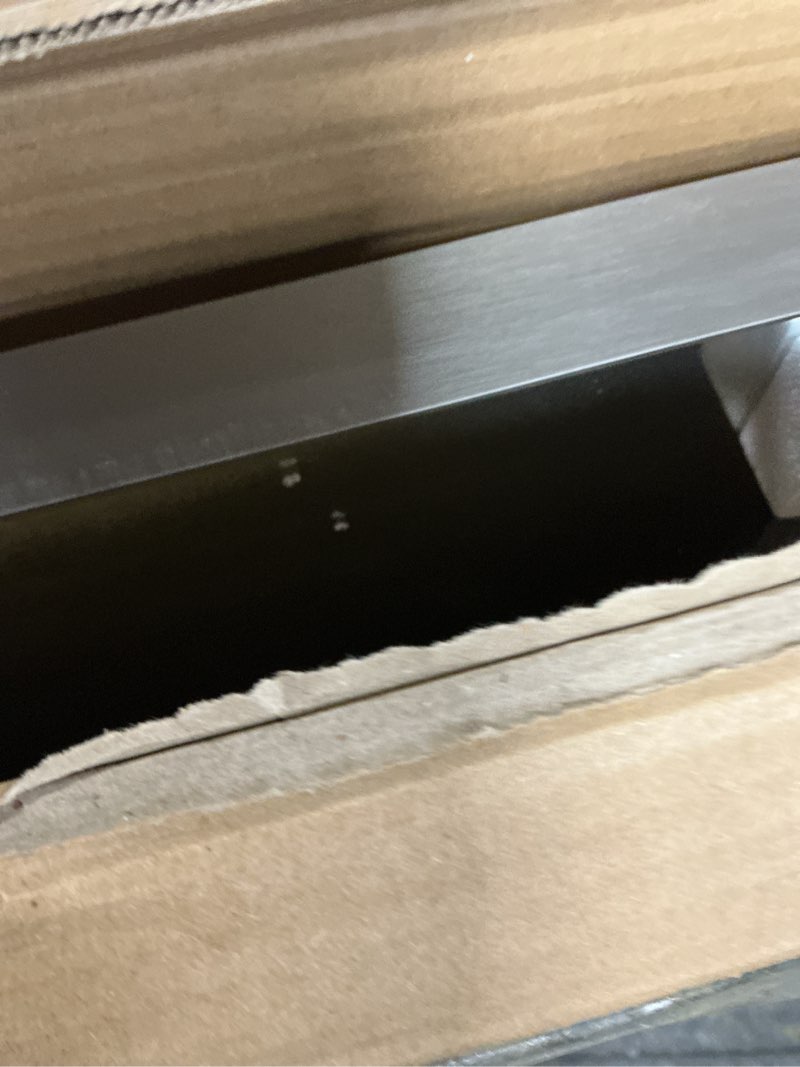 Condition photo showing Good Condition for LOAAO 24X36 Inch Brushed Nickel Bathroom Mirror, Rounded Rectangle Silver Metal Frame Mirror, Brushed Nickel, Anti-Rust, Hangs Horizontally or Vertically Brushed Nickel 24"L x 36"W