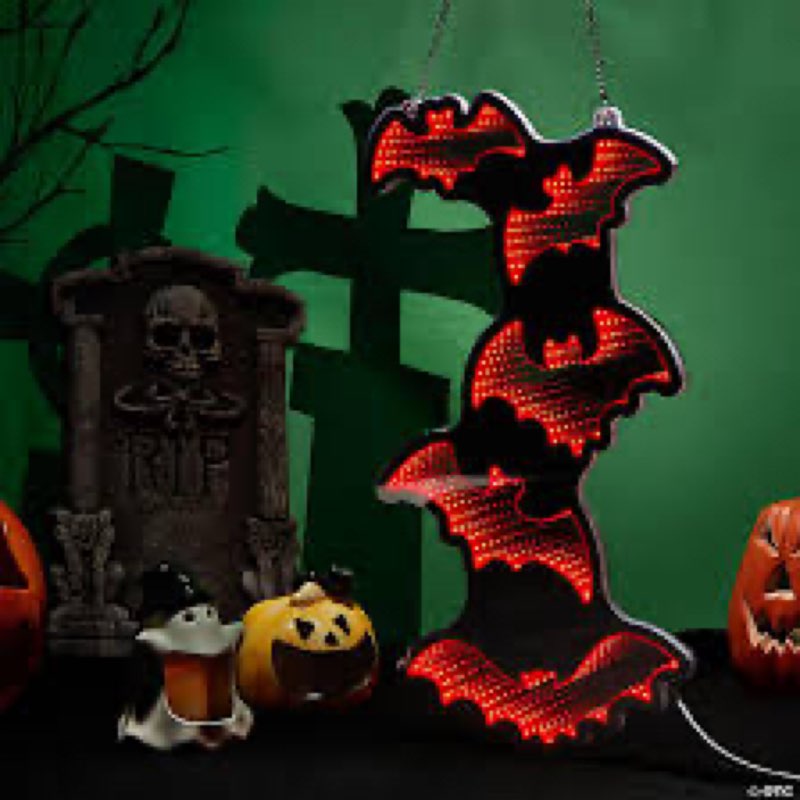 FITNATE Halloween Bat LED Sign, 3D Infinity Mirror Light, Dimmable Spooky Red Glow LED Light for Hom