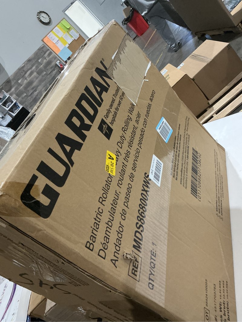 Condition photo showing Good Condition for Medline Large Steel Bariatric Rollator Walker with Adjustable Handles, Padded Seat & Backrest, Burgu