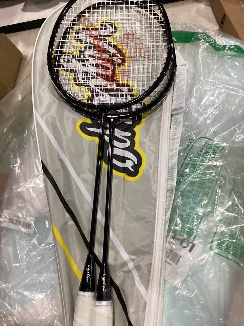Condition photo showing As Is for racket set with shuttlecocks,hand glue & carry bag | professional-grade badminton racket set | lightweight design & non-slip grip