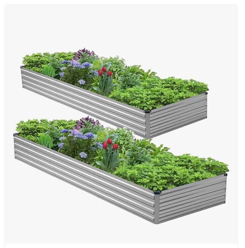 vengarus 2 pack 9x3x1ft galvanized raised garden bed kit, outdoor metal planter box for vegetables, 