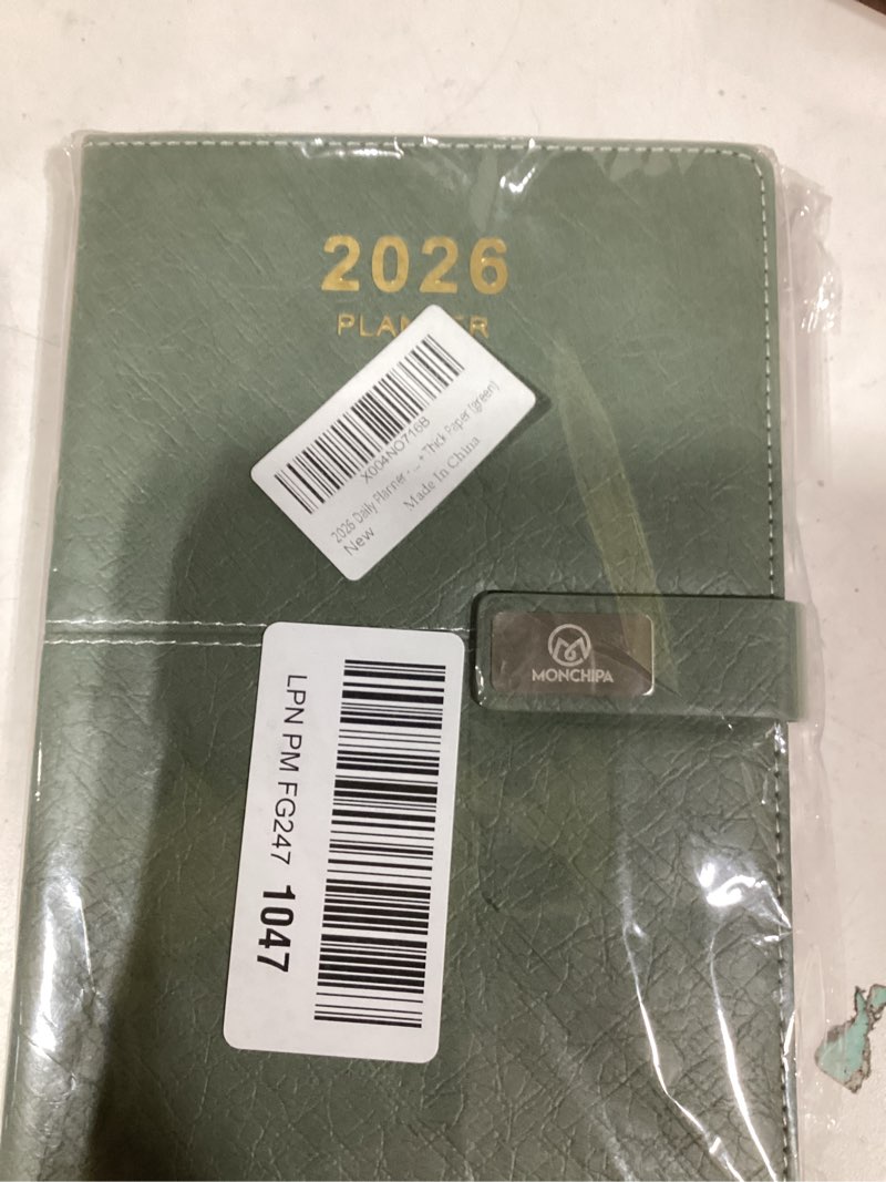 Condition photo showing Good Condition for 2026 Daily Planner - One Page per Day, 2026 Hourly Daily Calendar(Jan-Dec 2026), 5.7" x 8.26" Appointment Book, Leather Cover + Thick Paper (green) Green 2026 Daily Planner