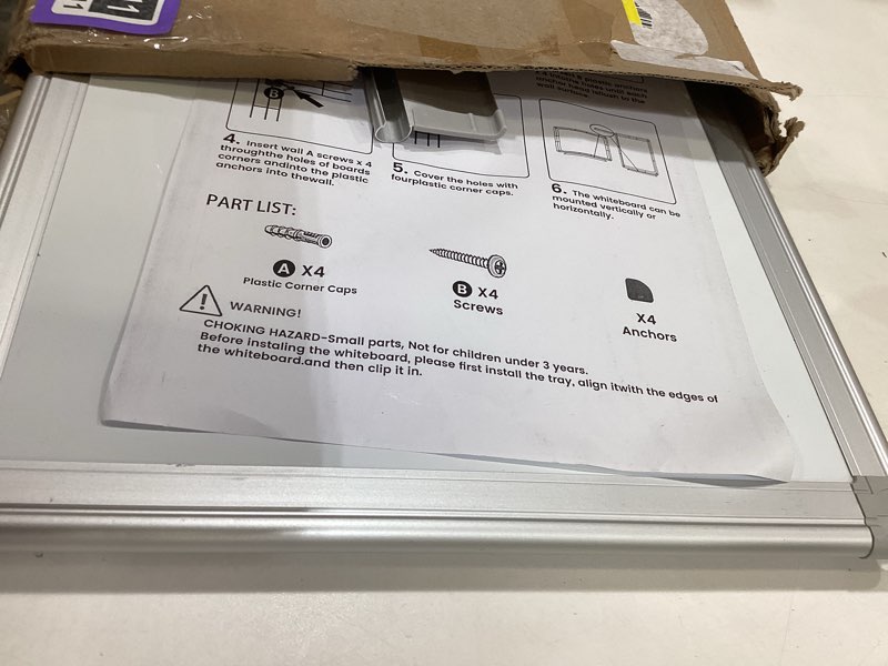 Condition photo showing Good Condition for magnetic whiteboard, dry erase board, 16x12 inches, wall mounted white board with pen tray, aluminum frame, includes 1 eraser, 2 markers, 4 magnets 12"w x 16"h