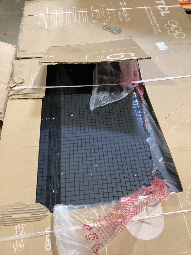 Condition photo showing As Is for broken for pieces and parts onlytcl 65 inch class qm7k series | mini led qled 4k hdr | 65qm7k, 2025 model | 120hz-144hz anti reflective screen smart google tv dolby atmos onkyo audio | voice remote alexa gaming streaming television 65 inches