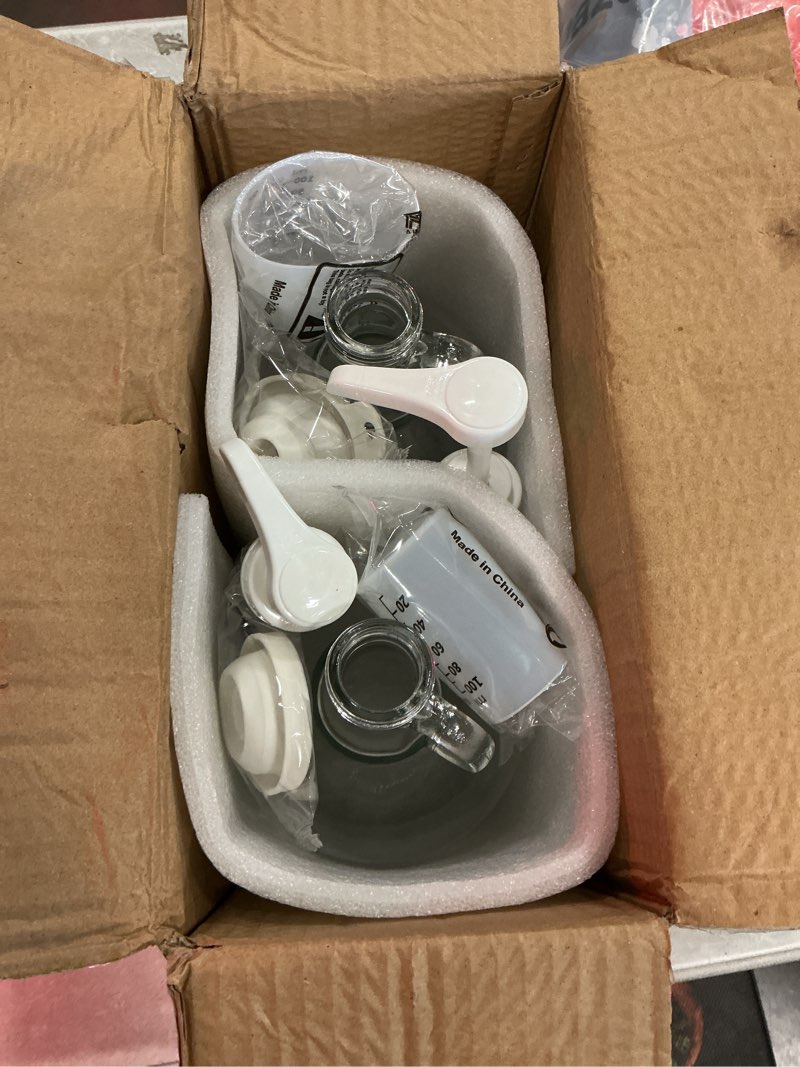 Condition photo showing Good Condition for 2 pcs glass liquid laundry detergent dispenser, half gallon dispenser for laundry room (64 oz. each), laundry detergent bottles with pump and labels for laundry room decor and organization 2 pcs - 64oz new