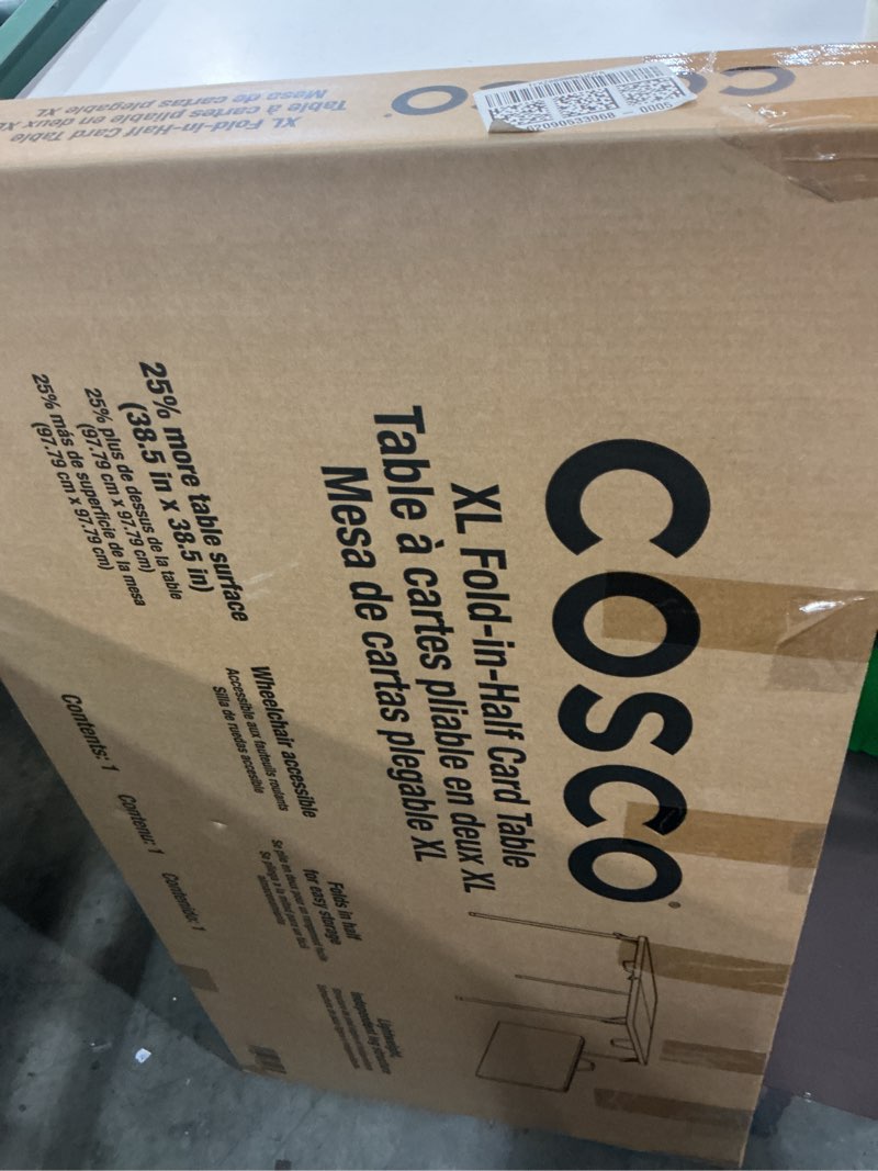 Condition photo showing New/Like New for coscoproducts cosco xl 38.5" fold-in-half card table w/handle, black, indoor & outdoor, wheelchair accessible