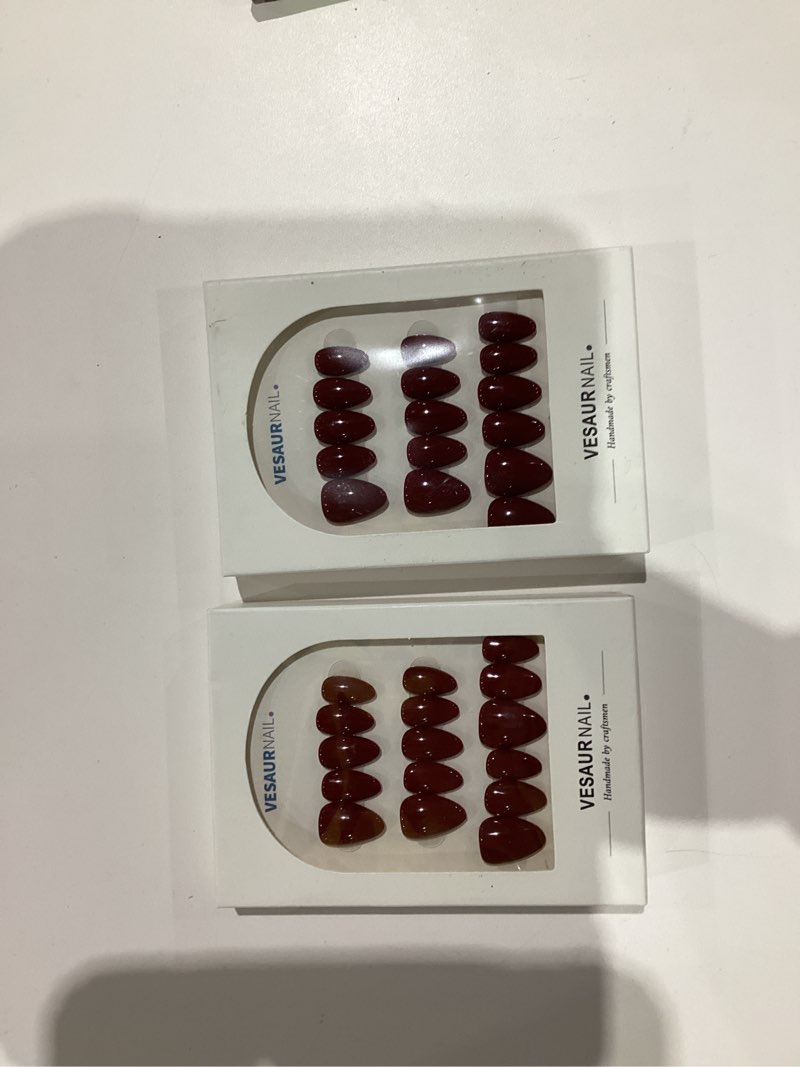 Condition photo showing New/Like New for Similar. Morily Press on Nails Almond, Dark Brown Short Fake Nails with Designs Reusable Acrylic False Nails Glossy Full Cover Stick on Nails for Women