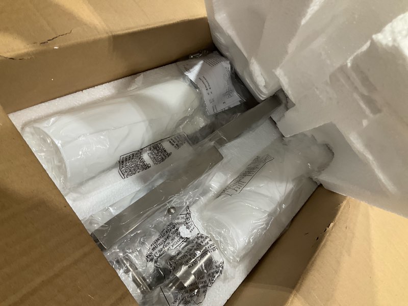 Condition photo showing New/Like New for Emak Brushed Nickel Wall Sconces, 2 Light Bathroom Light Fixtures with Milk Glass Shade, Modern Wall Lights for Bathroom, Mirror, Living Room, Bedroom, Gallery, WS086-BN-ML-2PK Brushed Nickel & Milk Glass 12 inch