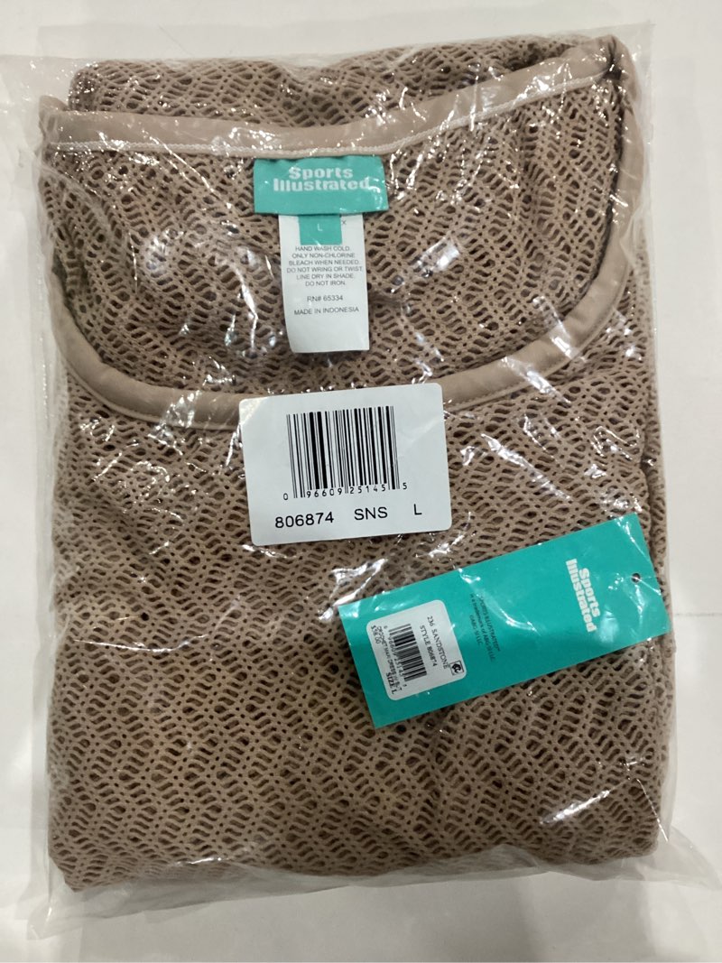 Condition photo showing As Is for Sports Illustrated Womens Crochet Maxi Dress with Slit Large Sandstone