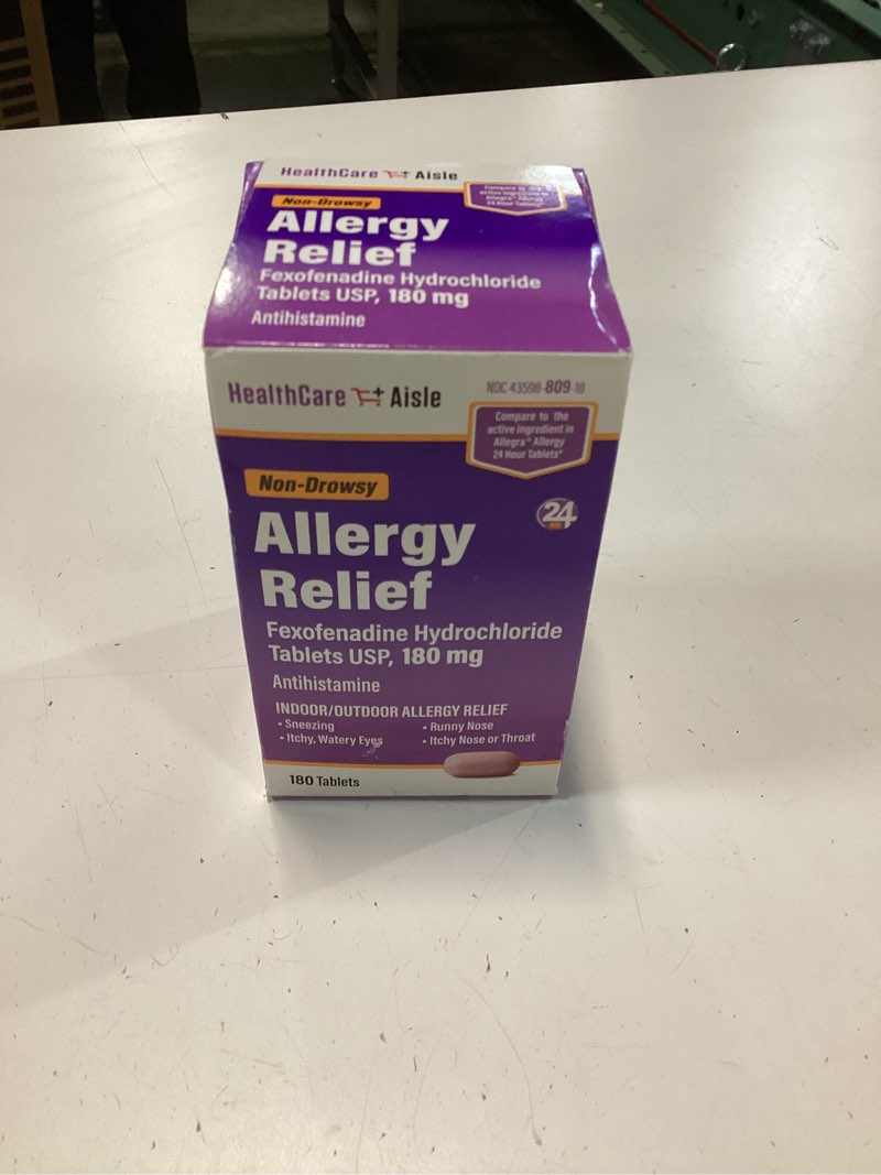 Condition photo showing New/Like New for HealthCareAisle Allergy Relief - Fexofenadine Hydrochloride Tablets USP, 180 mg - 180 Tablets - Allergy Medication, Non-Drowsy 24-Hour Relief 180 Count (Pack of 1) 180mg