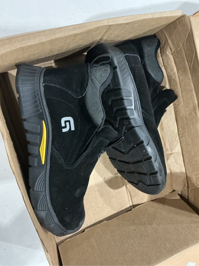Condition photo showing Good Condition for glanoudun welding work boots for men - black mid-cut slip on steel toe shoes - indestructible steel 