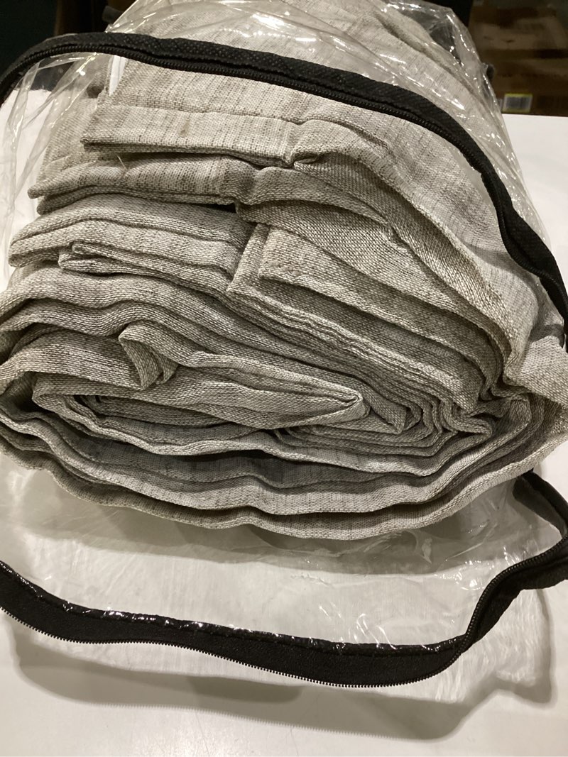 Condition photo showing Good Condition for brown semi sheer curtains, faux linen double pleated window sheer curtains panels drapery for home, hotel, office, 52" w x 102" l, set of 2, light brown 52"w x 102"l (pack of 2) light brown