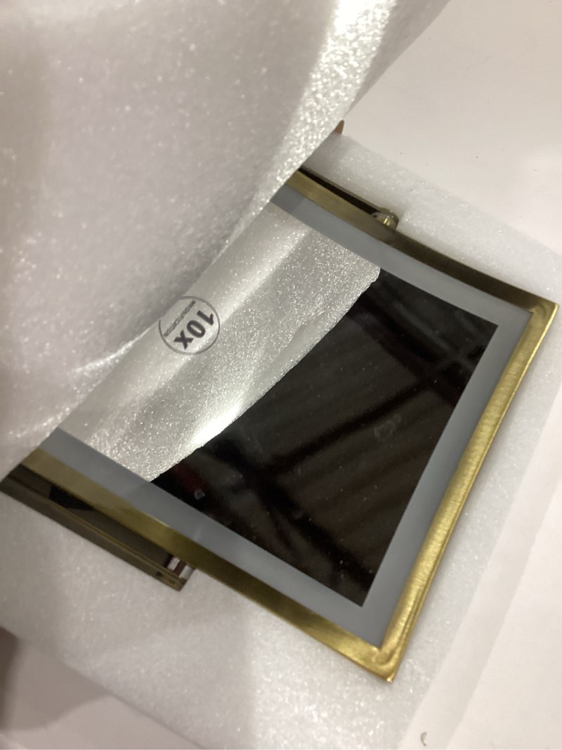 Condition photo showing Good Condition for Rechargeable Wall Mounted Makeup Mirror with Lights, 4000mAh Double Sided 1X/10X Magnifying Vanity Mirror with 3 Color Lights, Touch Dimmable, 360° Extension Foldable Arm (Antique Brass) Brushed Gold