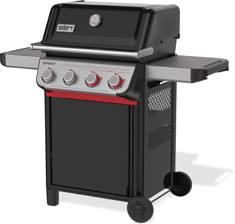 150078051 Inch Spirit® E-425 Gas Grill with 533 sq. in. Total Cooking Area, 2 Side Tables, Cast-Iron Grates, Flavorizer® Bars, Snap Jet Ignition, and Grease Management System: Black, Liquid Propane