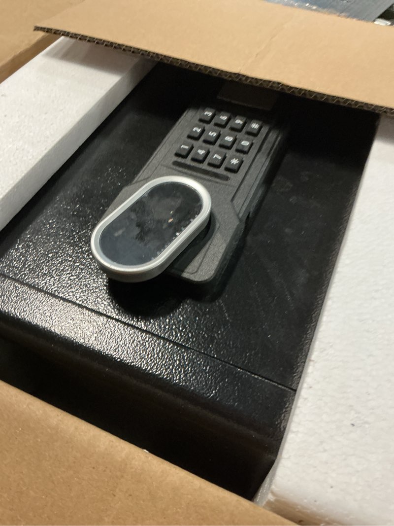 Condition photo showing As Is for 1.8 CUFT Fire Proof Safe for Home Documents, Steel Security Fireproof Safe with Programmable Keypad,