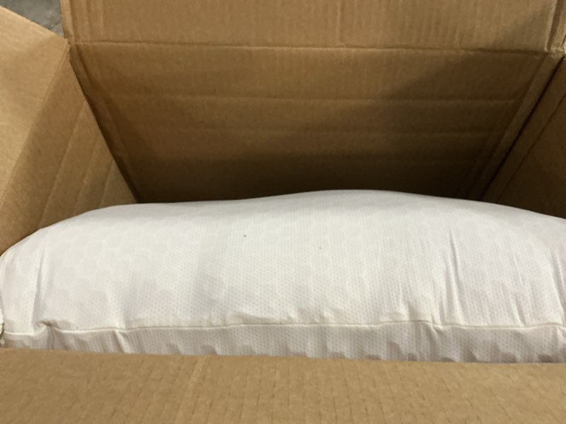 Condition photo showing As Is for purple harmony pillow – talalay latex foam cooling pillow for combo or side sleepers, 360º hex gelflex grid for no-pressure support and luxurious weightless feel - standard, medium feel, med height