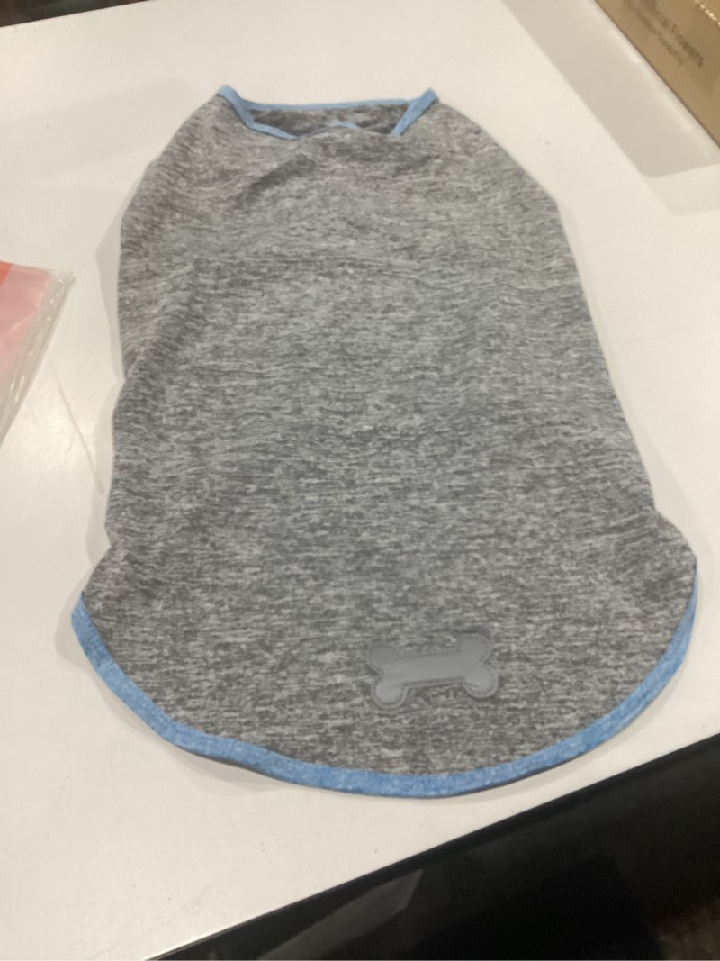 Condition photo showing Good Condition for kyeese 2pack dog shirt, lightweight sun protection sleeveless dog t shirts for medium large dogs boy, breathable pet reflective tank top summer dogs clothes for outdoor walking, grey+light blue, 2xl xx-large (40-55lbs) 3# 2pack (light blue+grey)