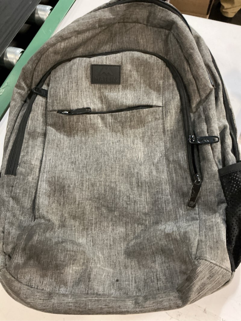 Condition photo showing As Is for matein travel laptop backpack, business anti theft slim sturdy laptops backpack with usb charging port, water resistant college school computer bag gift for men & women fits 15.6 inch notebook, grey
