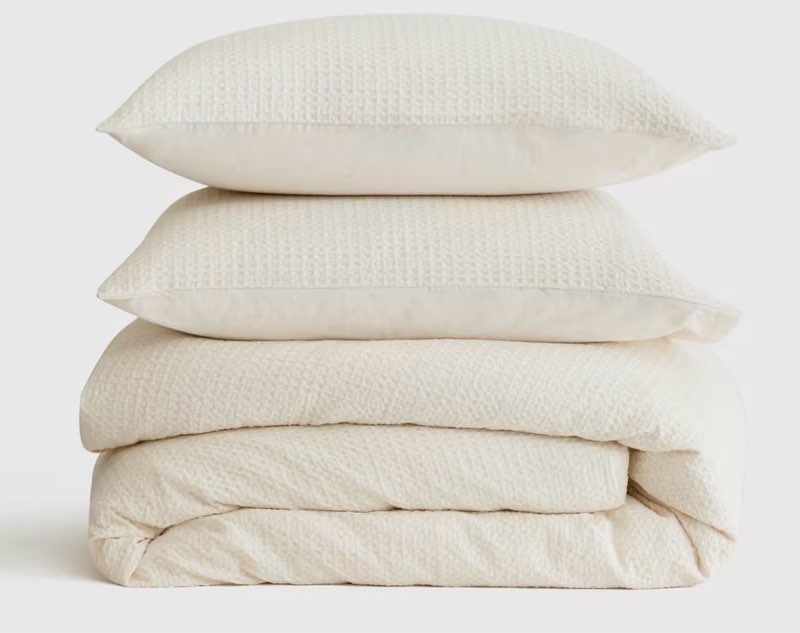 quince luxe honey comb duvet cover set king undyed