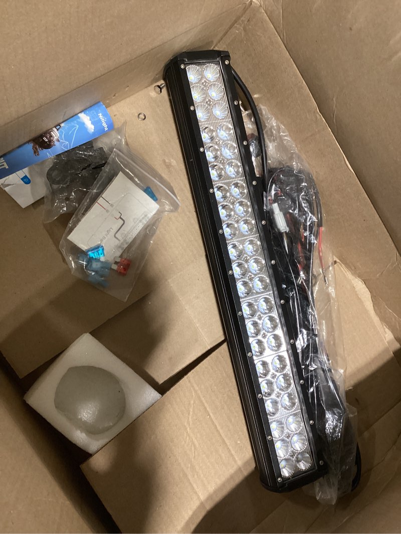 Condition photo showing As Is for nilight - zh006 led light bar 20 inch 126w spot flood combo led off road lights with 16awg wiring harness kit-one lead, 2 years warranty 20inch 126w lights + wiring harness