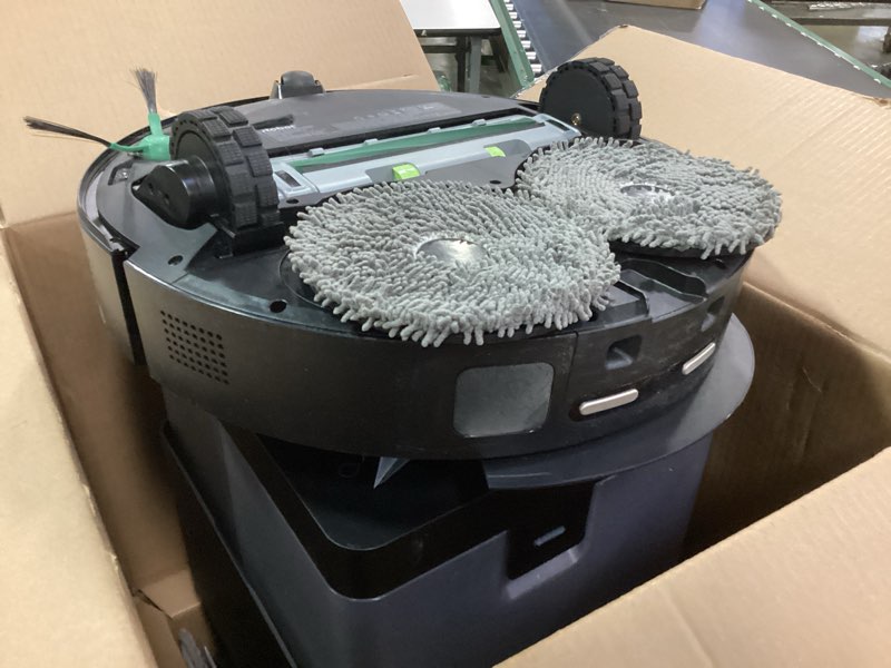 Condition photo showing As Is for iRobot Roomba Plus 505 Combo Robot Vacuum & Mop with AutoWash Dock - Extending Spinning Mop Pads, Self-Empties, Pad Wash & Heated Drying, Self-cleaning, Recognizes & Avoids Obstacles, LiDAR Navigation Black