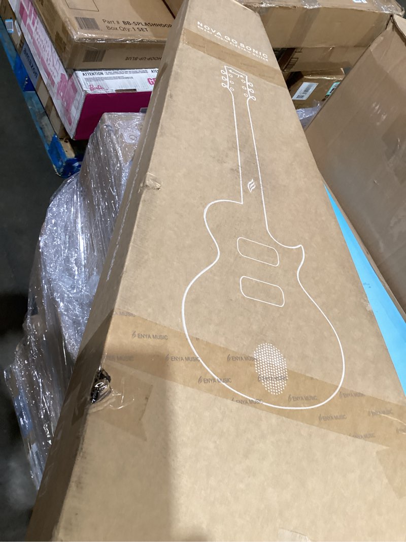 Condition photo showing As Is for enya electric guitar nova go sonic smart electric carbon fiber guitarra with 10w wireless speaker, onboard presets, all-in-one portable rig for street performers & home studios, 2-year warranty white sonic