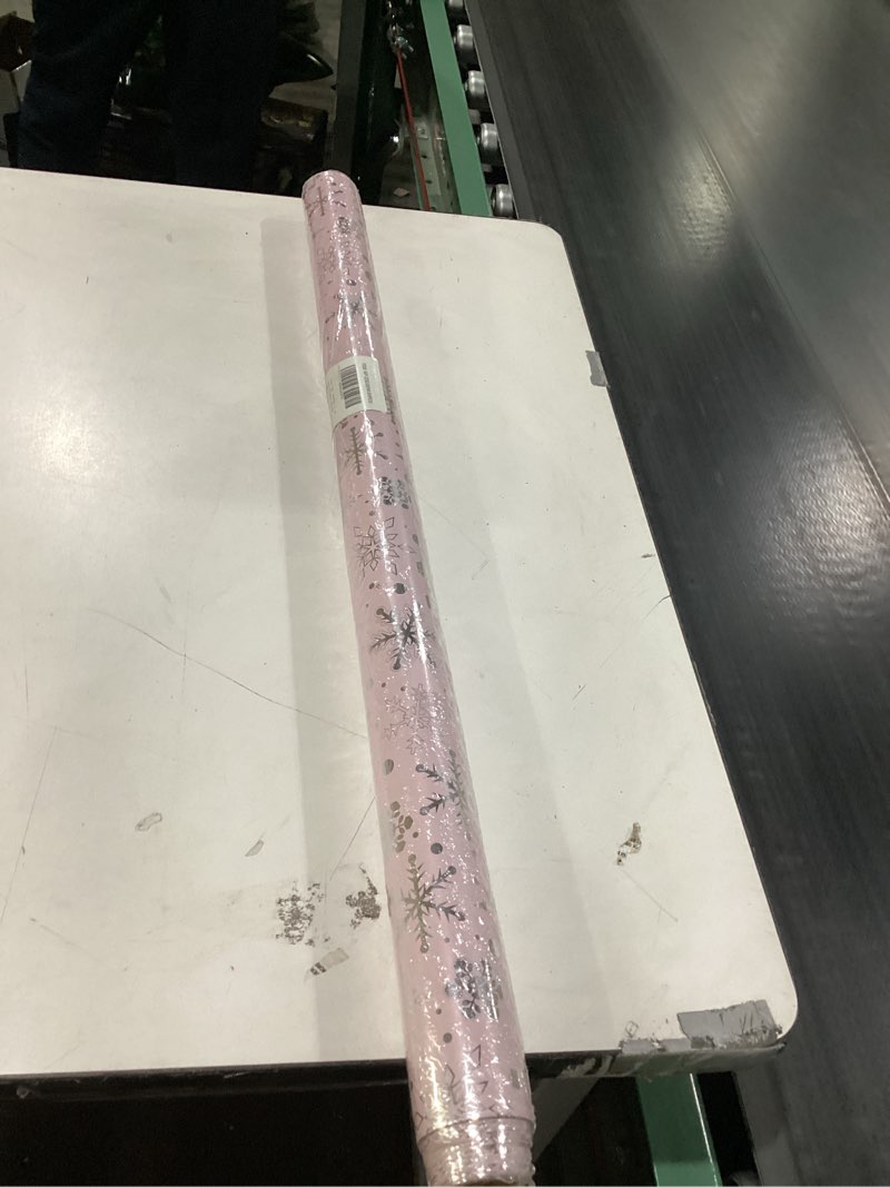 Condition photo showing New/Like New for RUSPEPA Silver Foil Snowflake Christmas Wrapping Paper Roll, Mini Roll, Elegant Silver and Pink Snowflake Design Gift Wrap Paper, Perfect for Holiday Gifts, Christmas Party, 30 Inches x 32.8 Feet Gold Foil Snowflake Pink 30 in x 32.8 ft