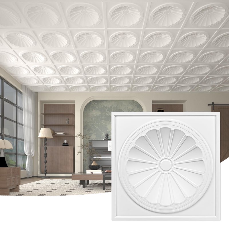 Art3dwallpanels Ceiling Tiles 12 Pack Drop Ceiling Tiles, 24 x 24 Inch High Grade PVC 3D Wall Panels