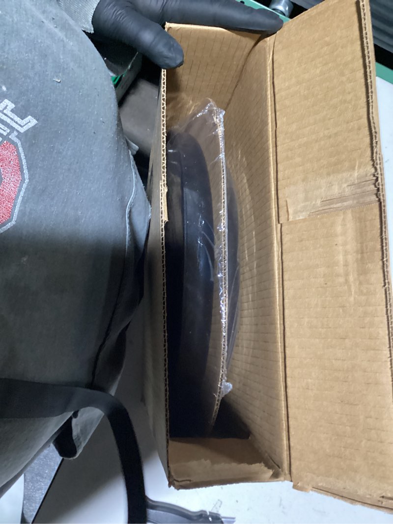 Condition photo showing As Is for Mayfair Padded Toilet Seat, Cushioned Soft Vinyl over Wood Core Seat, Secure Hinges, Easy Clean, Round, Black Round Black Toilet Seat