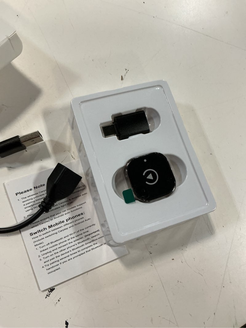 Condition photo showing Good Condition for wireless carplay adapter & android auto dongle, fast auto-connect, compact plug & play wireless carplay converter for iphone & android, usb/usb-c, no delay, seamless reconnection (black)