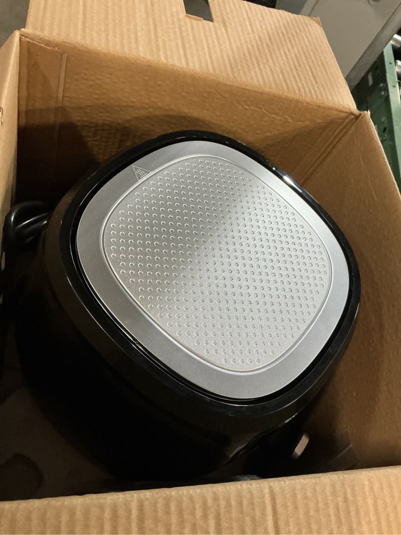 Condition photo showing As Is for Gourmia Air Fryer - 4 Qt Capacity, FryForce360º, Digital Display with 8 Presets, Roast, Bake, Broil, Dehydrate, Dishwasher Safe Accessories, Compact, Black 4 Quart Black