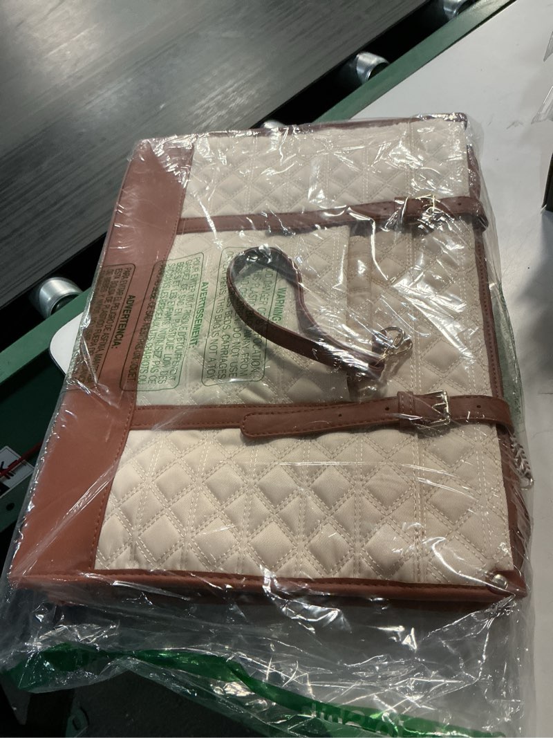 Condition photo showing New/Like New for IGOLUMON Laptop Bag for Women 15.6 Inch Vegan Leather Work Tote Bag Quilted Womens Briefcase Designer Laptop Bags for Office Teacher College Cute Computer Bag with Purse Professional Beige & Brown