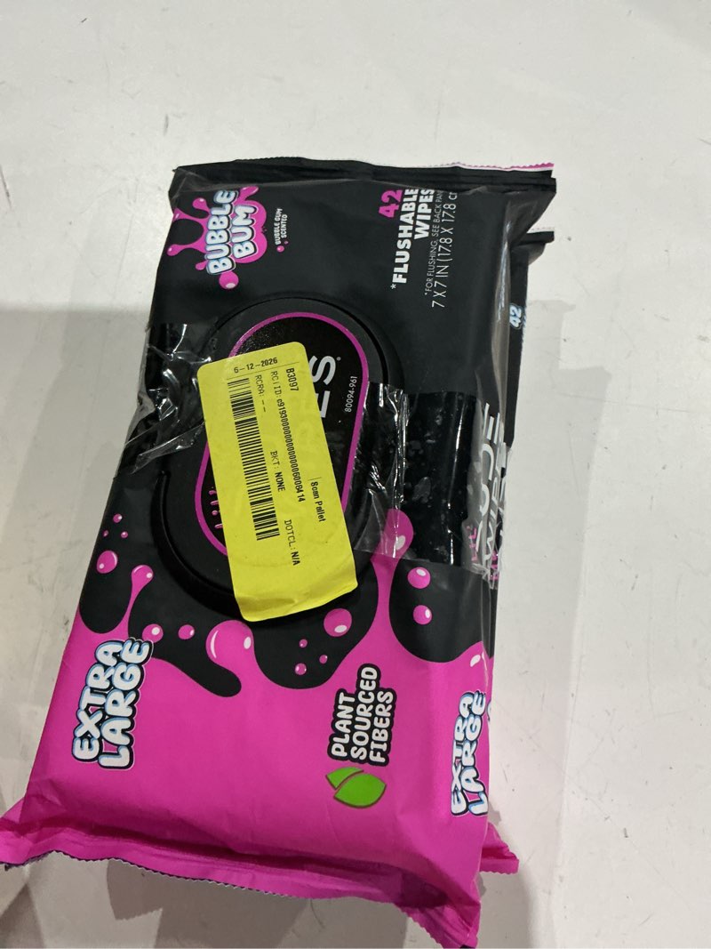 Condition photo showing Good Condition for dude flushable wipes, extra large bubble bum wet wipes, bubble gum scent, 42 c