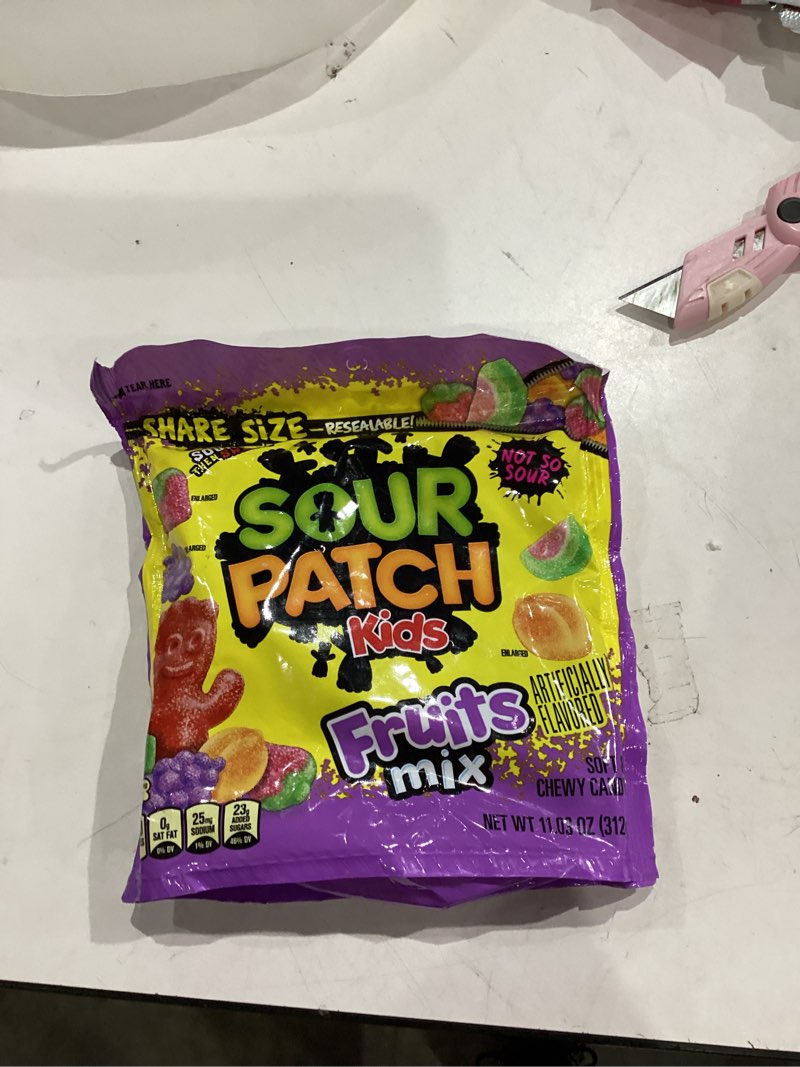 Condition photo showing New/Like New for SOUR PATCH KIDS Fruits Mix Soft & Chewy Candy, Share Size, 11.03 oz 11.03 Ounce (Pack of 1)