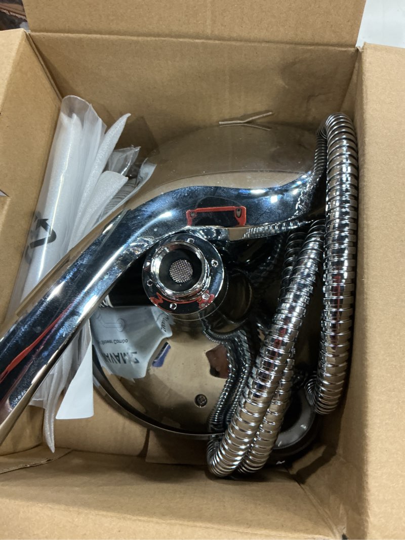 Condition photo showing As Is for shower head with handheld high pressure: inavamz hand held shower head & rain shower head 2-in-1 shower head with 59" rotatable stainless steel hose, shower trim systems 15391-1.8 gpm silver