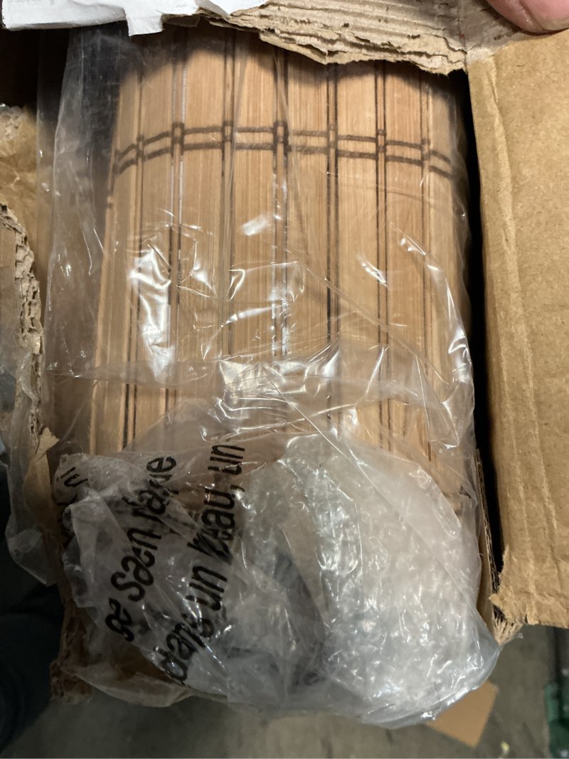 Condition photo showing Good Condition for no drill cordless bamboo roman shades, light filtering woven design, easy install for windows, soft sunlight diffusing, for window size 32" w × 64" h - alternate sand tan alternate sand tan 32" w × 64" h