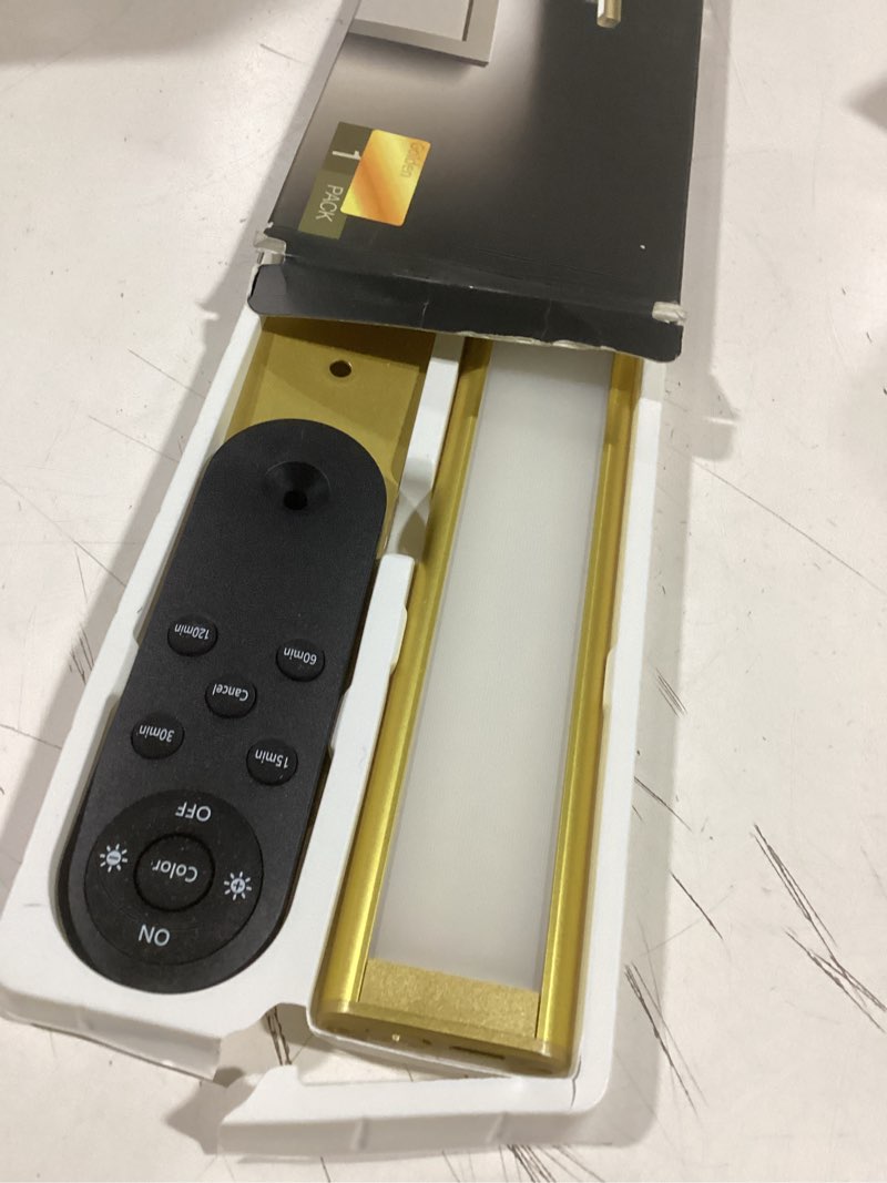 Condition photo showing Good Condition for EZVALO Picture Light for Wall, 4800mAh Rechargeable Wireless Remote Lights, 16'' Dimmable Magnetic LED Art Painting Light with 3 Color Temps, Display for Gallery, Living Room, Bedroom, Hallway (Gold) Gold 1Pack-16in