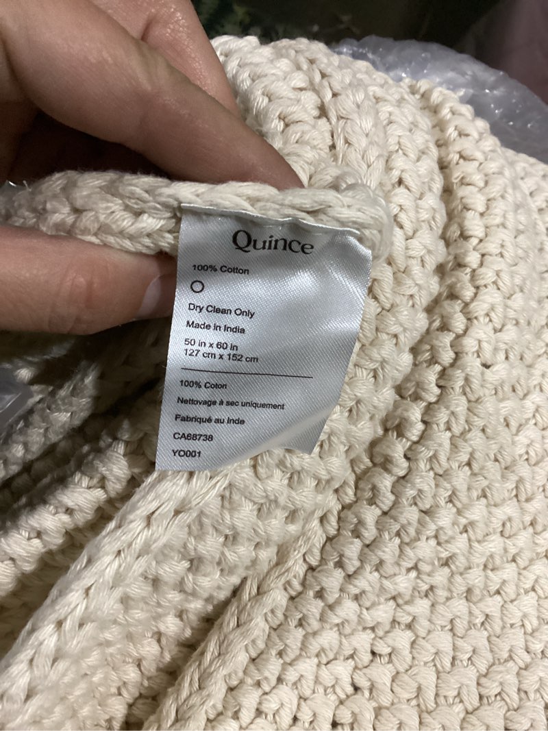Condition photo showing As Is for knitter/crochet quilt 50”x60” cream colored