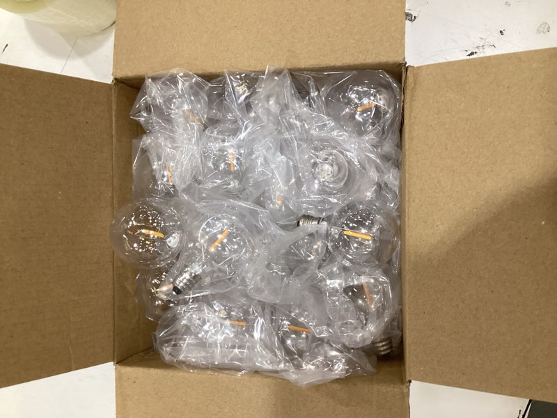 Condition photo showing Good Condition for 50-pack g40 led replacement light bulbs, e12 screw base shatterproof globe bulbs for outdoor string lights, 0.6 watt 40 lumens equvalent to 5 6 7 watt incandescent bulbs, warm white 2200k g40 50pack