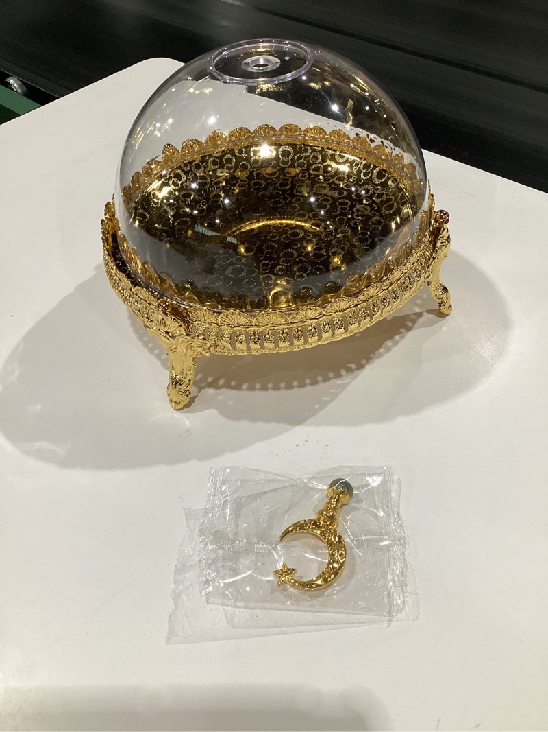 Condition photo showing Good Condition for Yungyan Ramadan Tray Ramadan Mubarak Table Decoration Eid Metal Date Holder with Acrylic Lid Serving Tray for Muslim Kitchen Dining Dessert Cupcake Display Table Centerpieces
