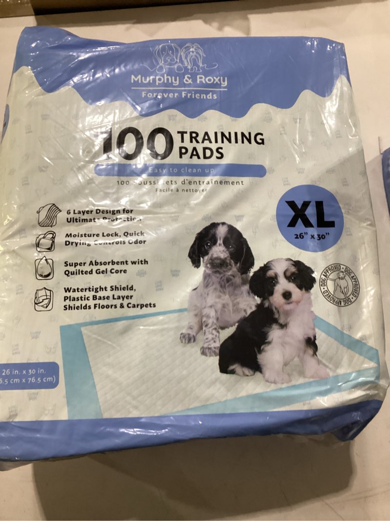 Condition photo showing As Is for murphy & roxy unscented pet training pads 100 pack xl - super-absorbent with quilted gel core and odor control technology 26 x 30 inches (extra large)