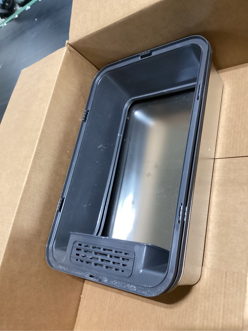 Condition photo showing As Is for 2pack stainless steel litter box, extra large litter boxes for big cats, xl metal cat litter box with lid high sides, anti-urine leakage, non-sticky, scoop included dark grey xl
